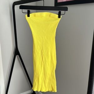Fashion Nova Yellow Back To Laces Tube Tie Back Mini Dress Sz XS